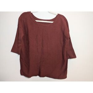 Peruvian Connection Pima Cotton Sweater Rust Color 3/4 Sleeve Size S